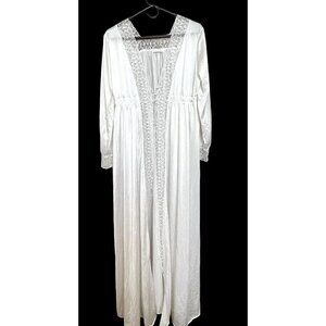 MISS ELAINE maxi peignoir robe lingerie lace Vintage Bridal Sissy S M Dressing